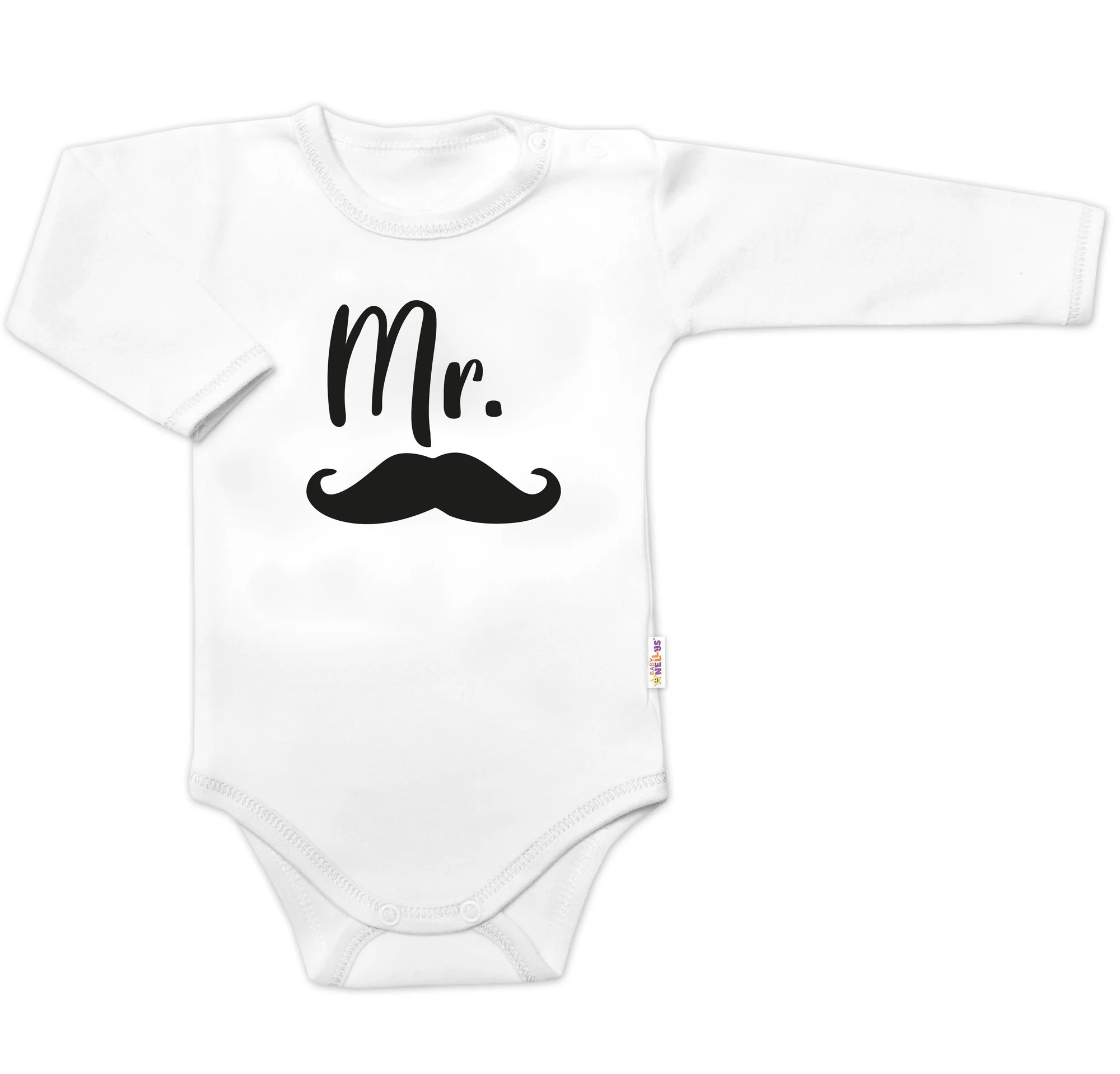 Baby Nellys Body dl. rukáv Mr., bavlna  bílo/černé vel.  62