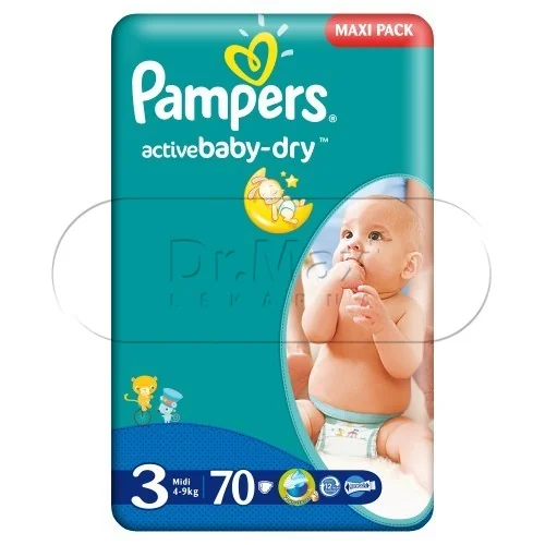 Pampers Active Baby-Dry - plenky s pásky velikost 3 (Midi) 4-9kg 70ks