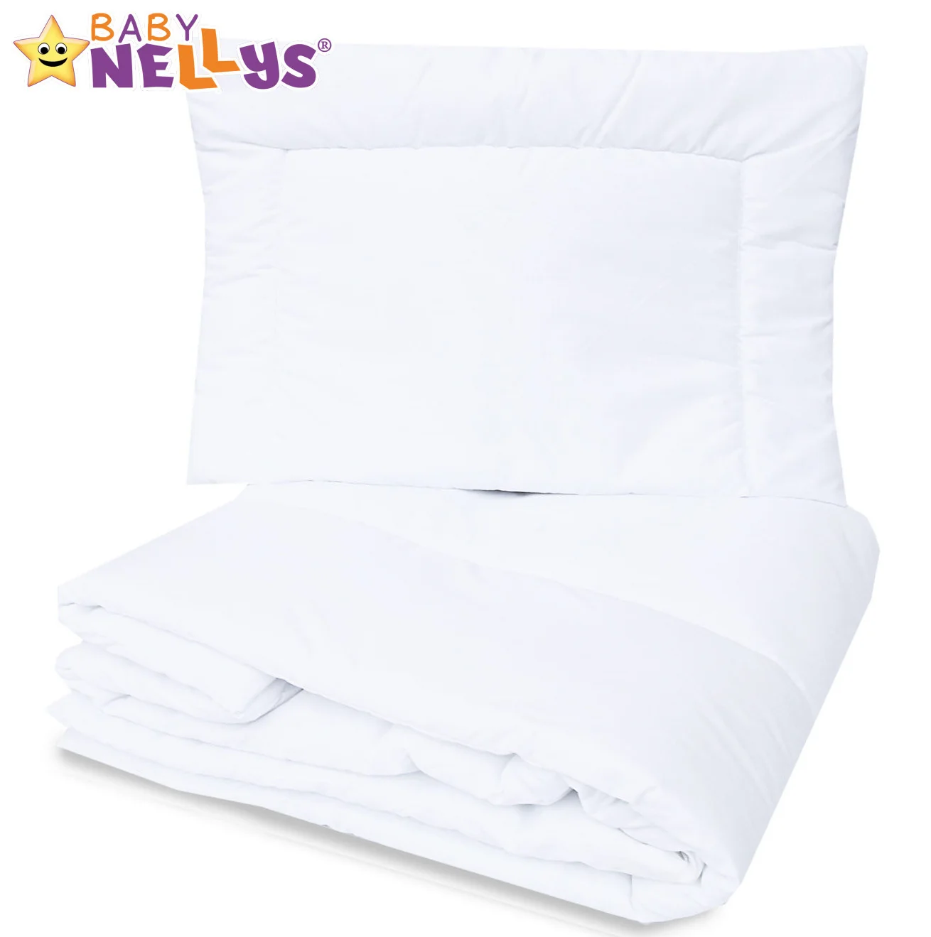 Baby Nellys Peřinka a polštář do postýlky 135x90/40x60, bílé, bavlna