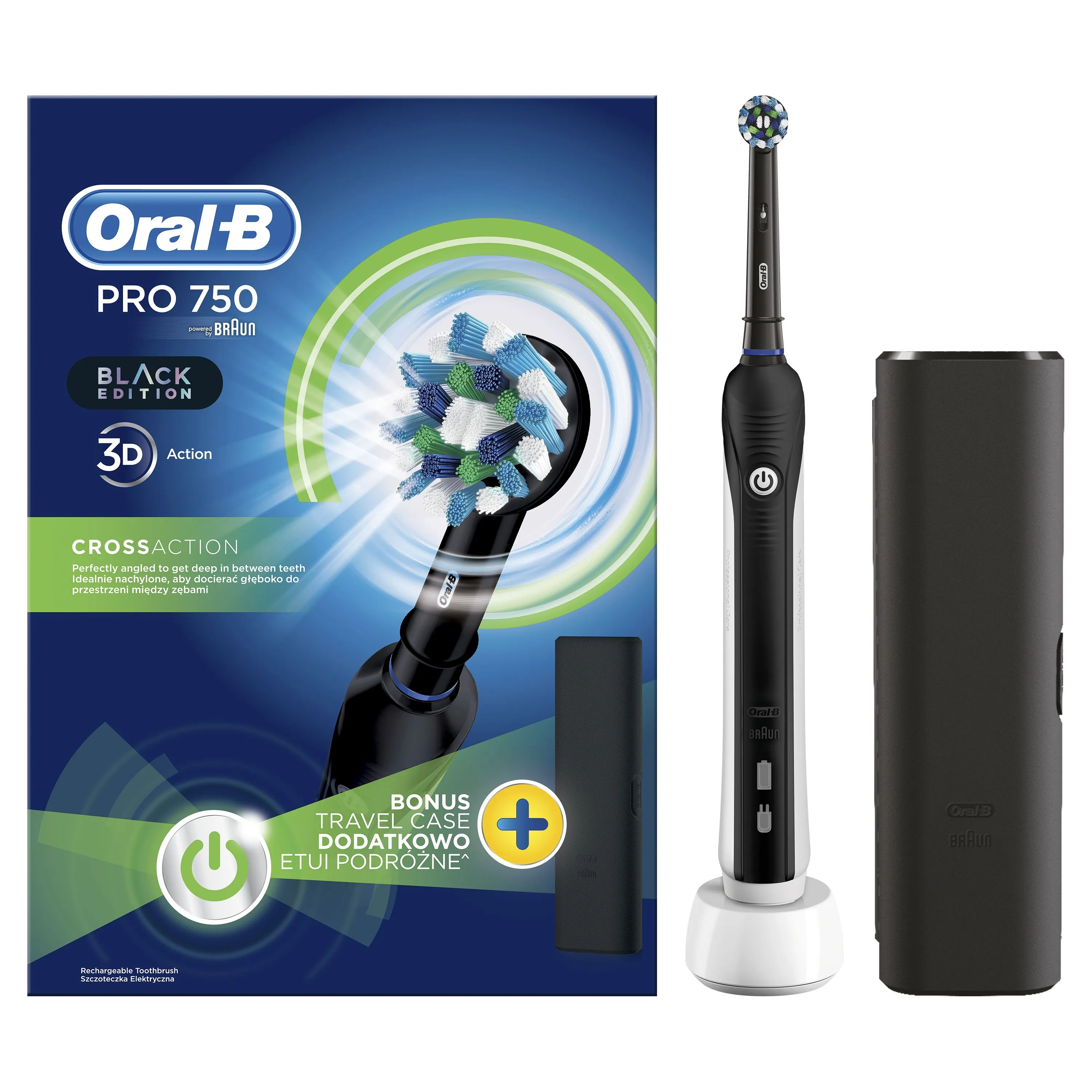 Oral-B PRO 750 Black Edition CrossAction elektrický zubní kartáček
