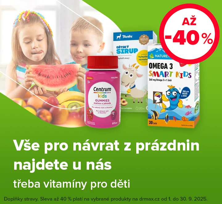 Vše pro návrat z prázdnin najdete u nás. Třeba vitaminy pro děti. Dr. Max.