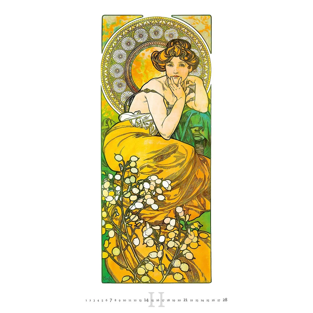 Helma Nástěnný kalendář Alfons Mucha 2027 31,5 × 63 cm