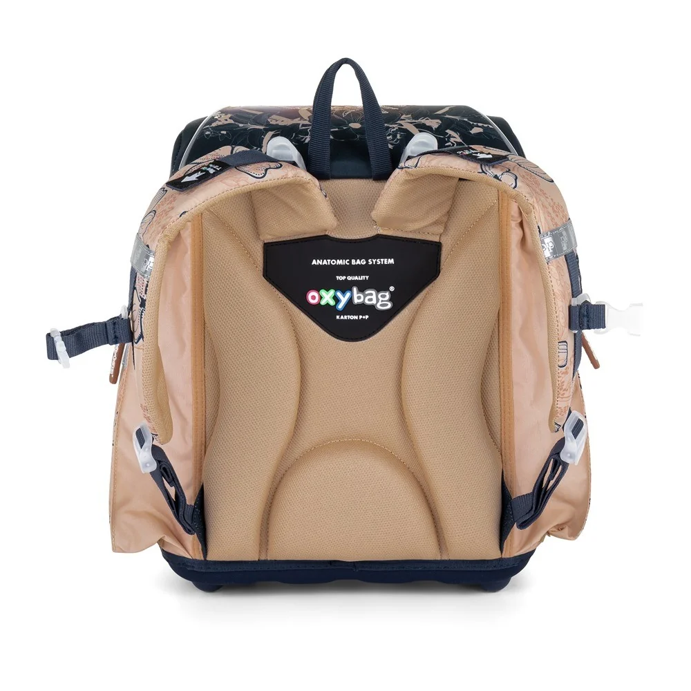 Oxybag Školní batoh PREMIUM LIGHT kůň, béžovo-modrý