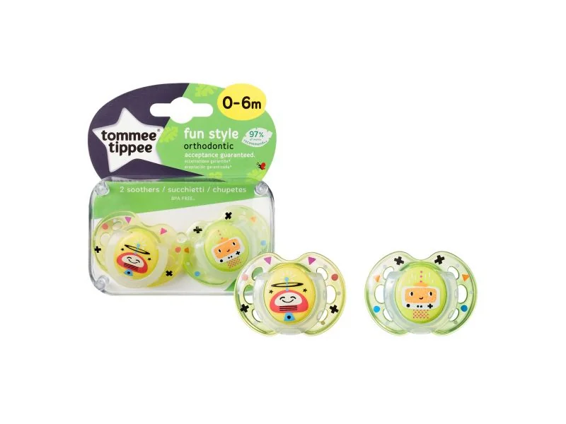 Tommee Tippee Šidítko C2N silikon Fun 0-6m 2 ks