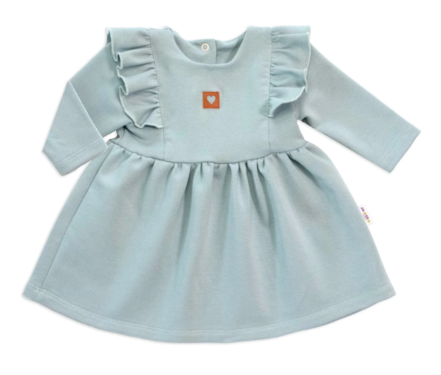 Baby Nellys Dětské teplákové šaty, tunika Vintage Love - mátové, vel. 68