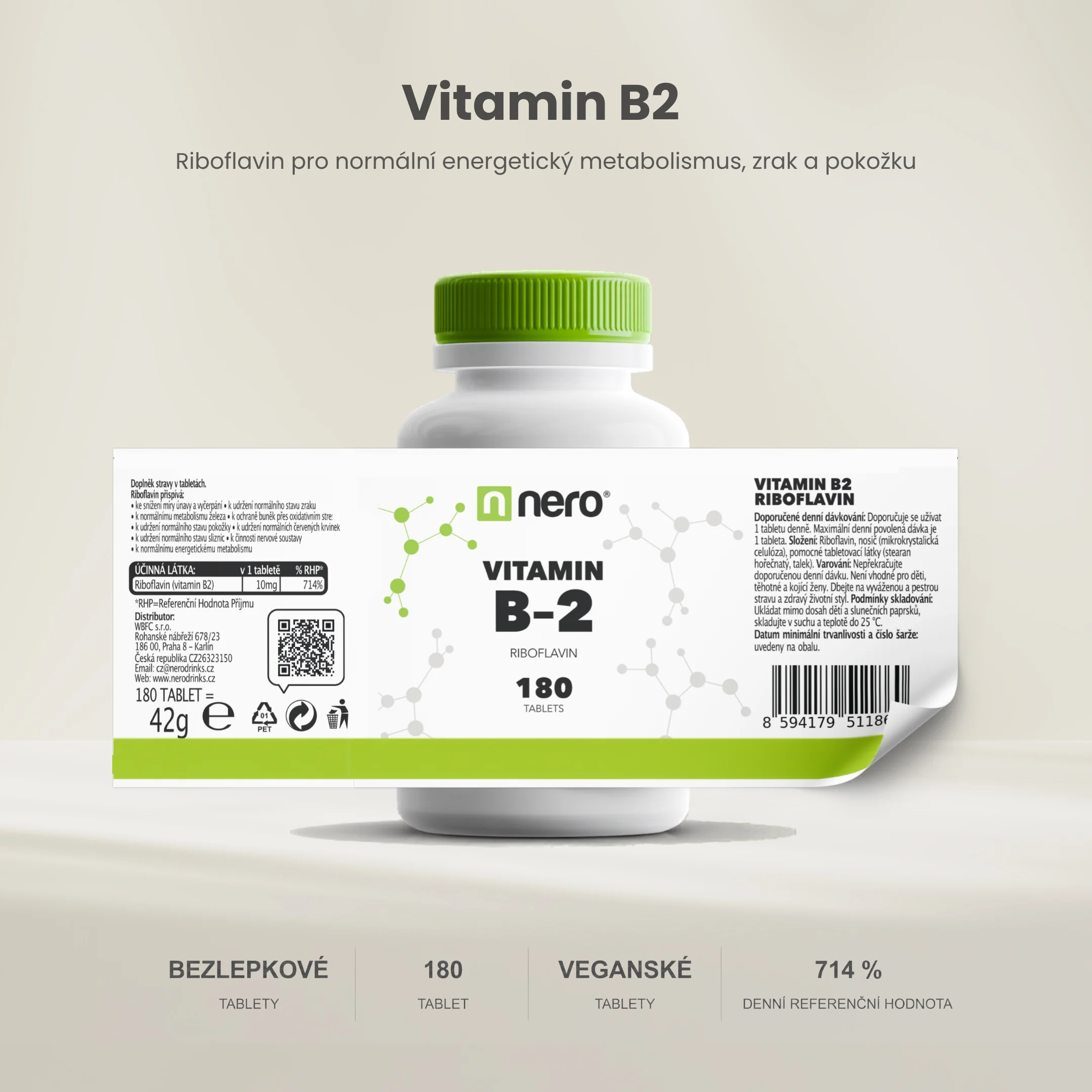 NERO Vitamin B2 Riboflavin 10 mg 180 tablet