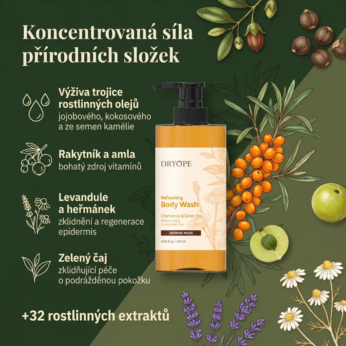 DRYOPE Jasmine Musk osvěžující body wash 500 ml