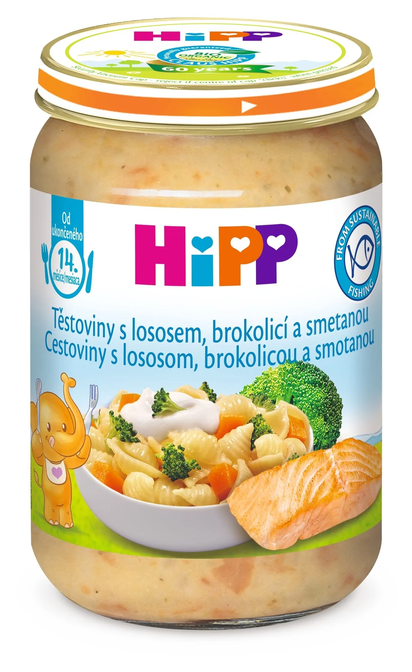 Hipp DĚTSKÉ MENU BIO Těstoviny s lososem, brokolicí a smetanou 250 g