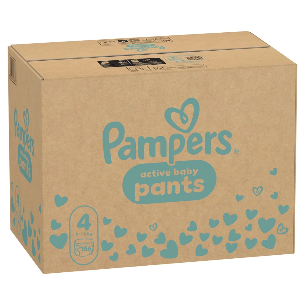 Pampers Active Baby vel. 4 9-15 kg plenkové kalhotky 156 ks