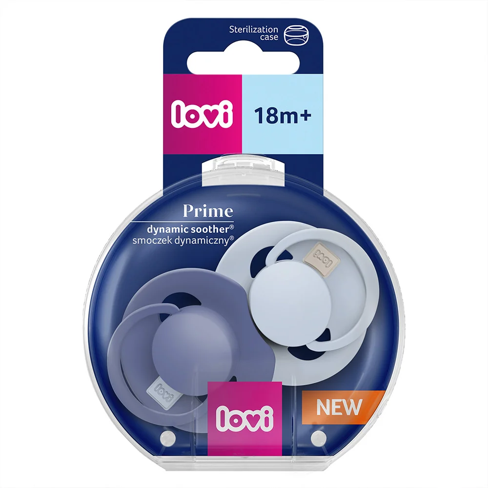 LOVI Prime Dudlík silikonový dynamický 18m+ 2 ks Baby Blue/Blue