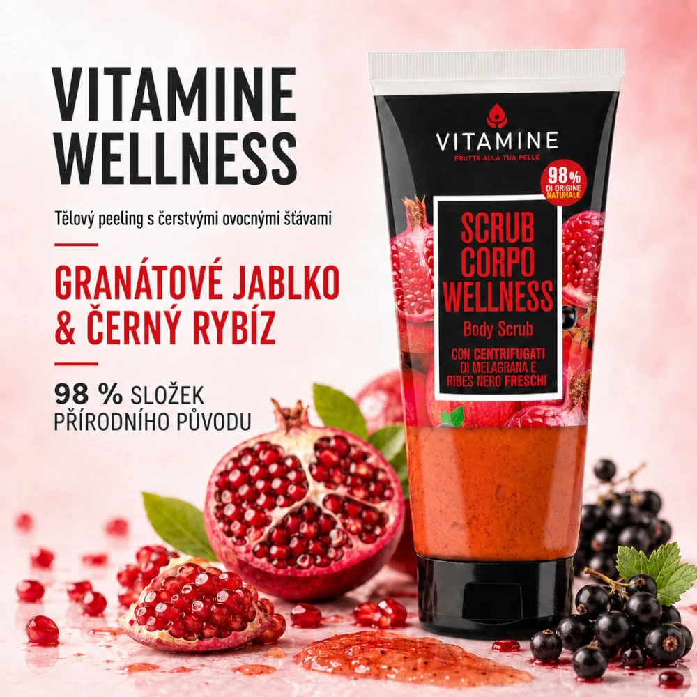 Vitamine Wellness Granátové jablko a rybíz tělový peeling 200 ml