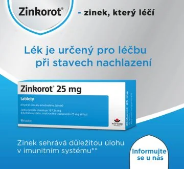 Zinkorot – zinek, který léčí. Lék je určený pro léčbu při stavech nachlazená. Zinek sehrává důležitou úlohu v imunitním systému. Zinkorot – zinek, který léčí. Lék je určený pro léčbu při stavech nachlazená. Zinek sehrává důležitou úlohu v imunitním systému.
