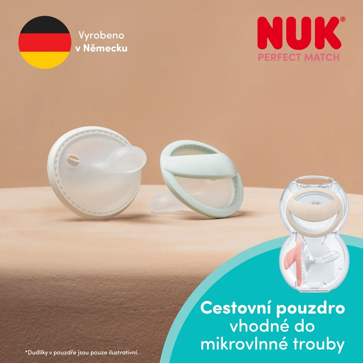 NUK Perfect Match Dudlík 0–6m box 2 ks beige/red