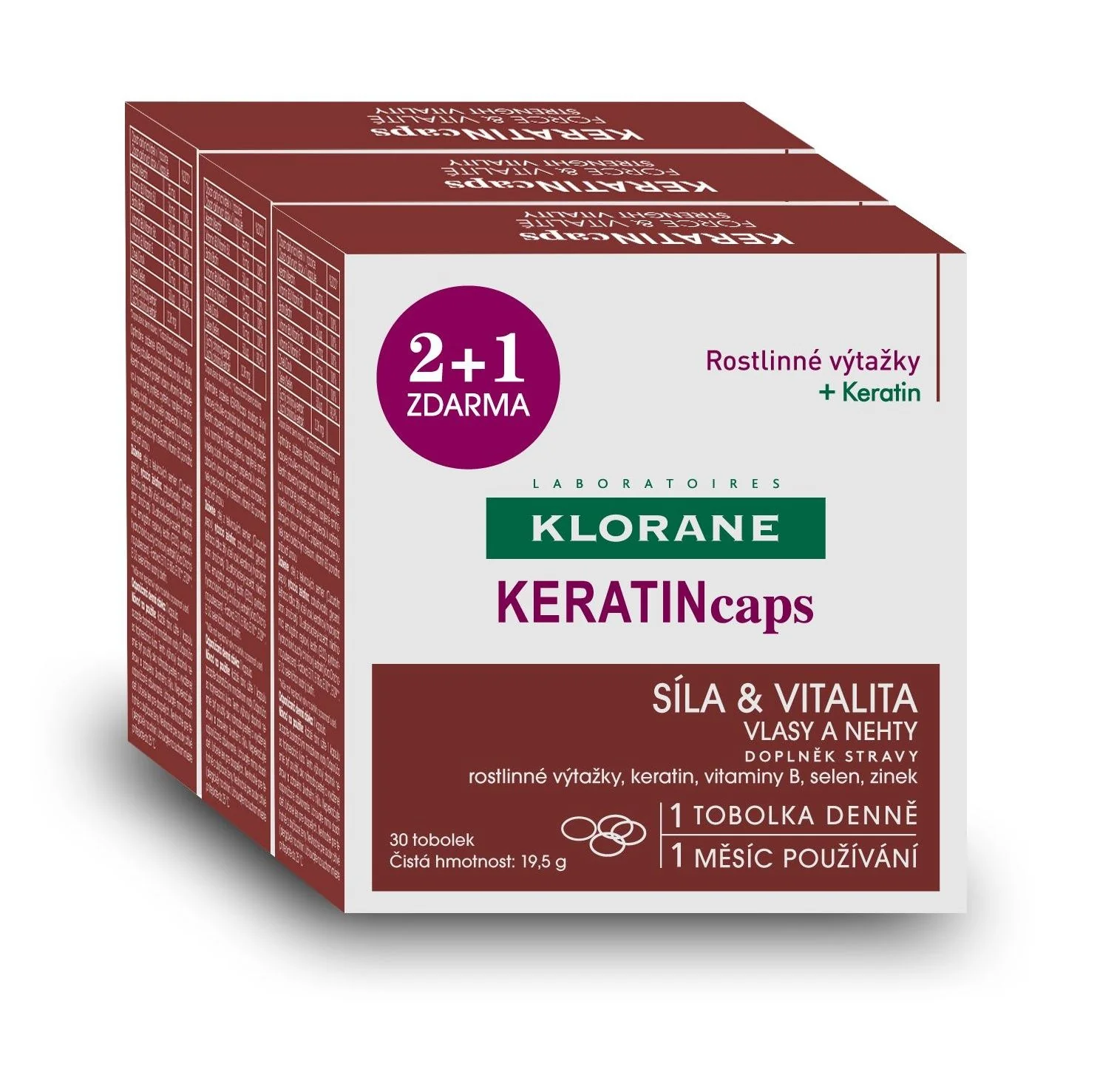 KLORANE Keratincaps Síla a vitalita 3x30 kapslí