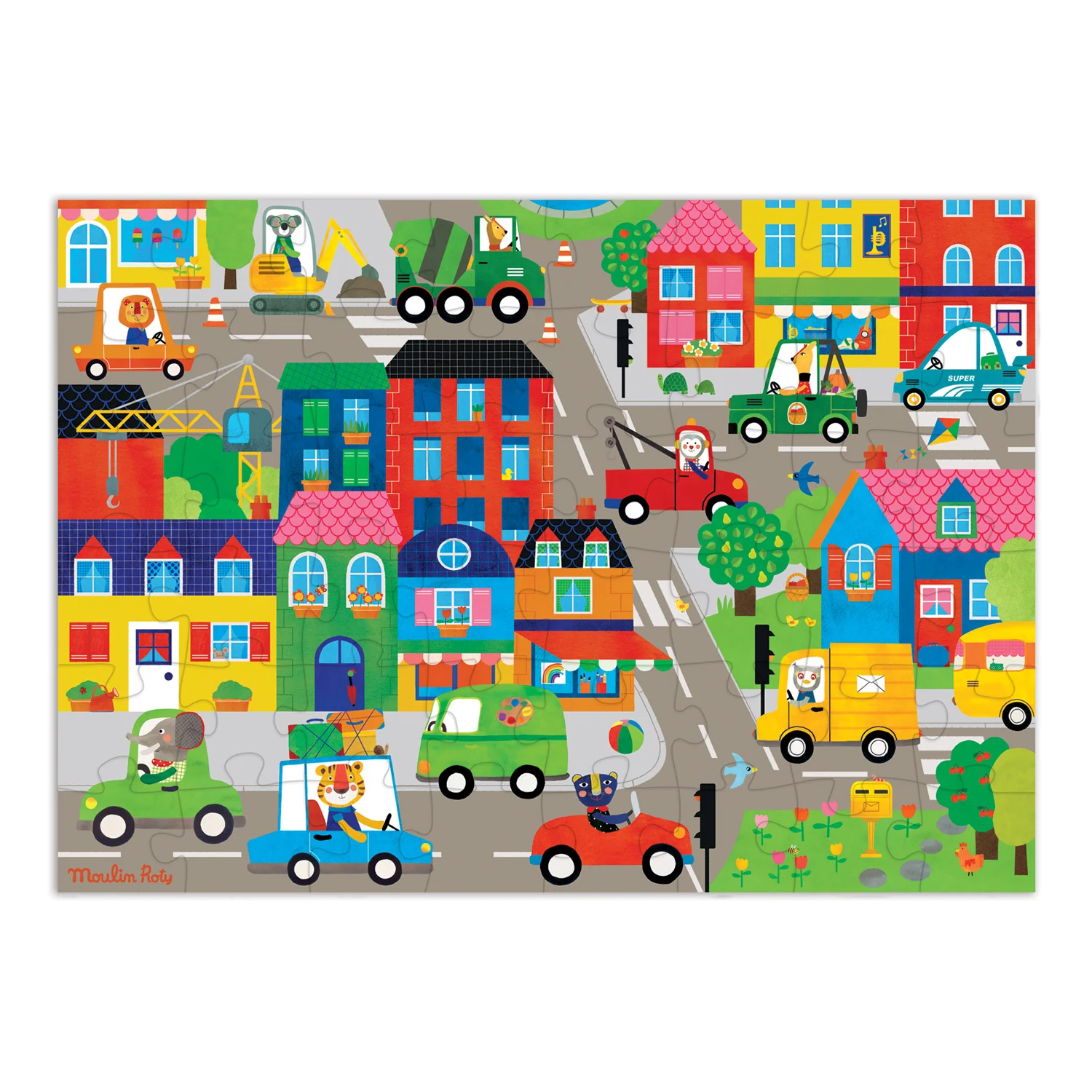 Moulin Roty Puzzle s lupou Ve městě - 48 pcs