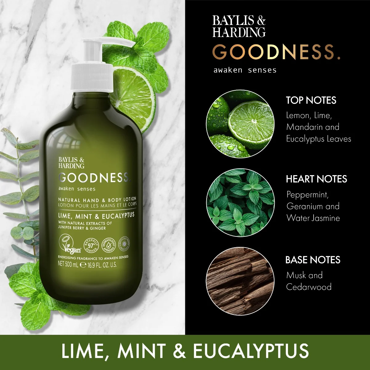Baylis & Harding Tělové mléko Limetka, Máta & Eukalyptus 500 ml