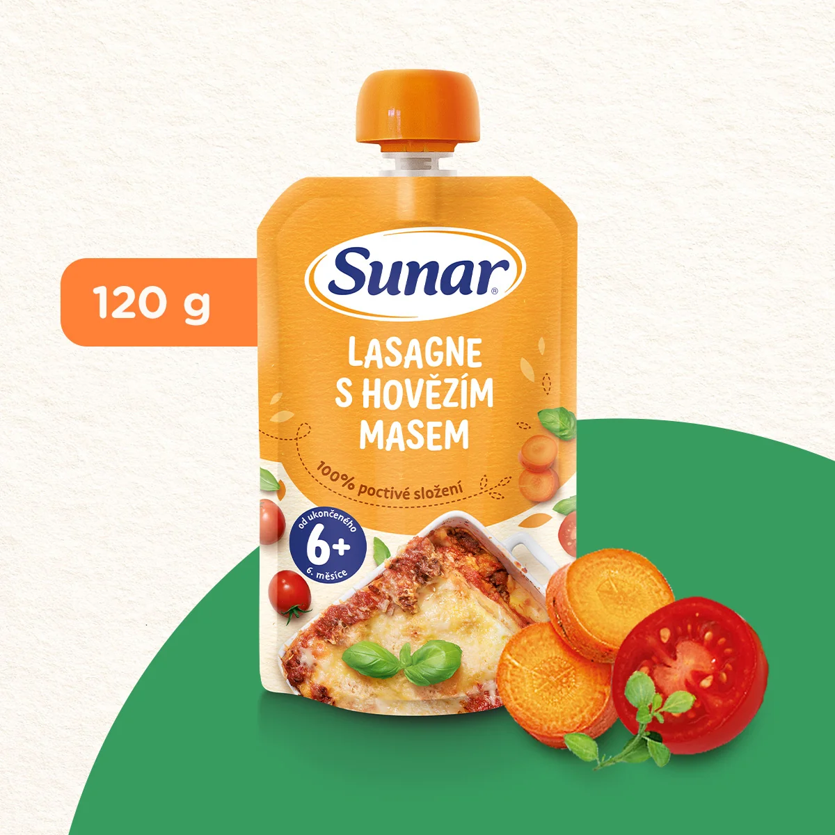 Sunar Příkrm Lasagne s hovězím masem 6m+ kapsička 120 g