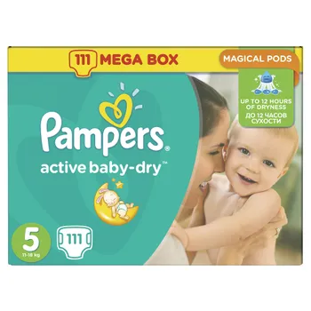 Pampers Active Baby-Dry dětské plenky velikost 5 Junior, 111ks 