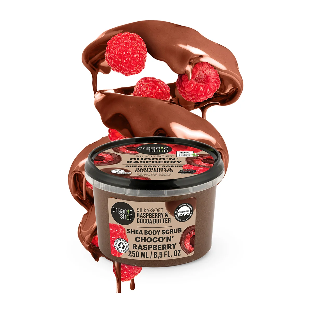 Organic Shop Tělový peeling Malina a kakaové máslo 250 ml