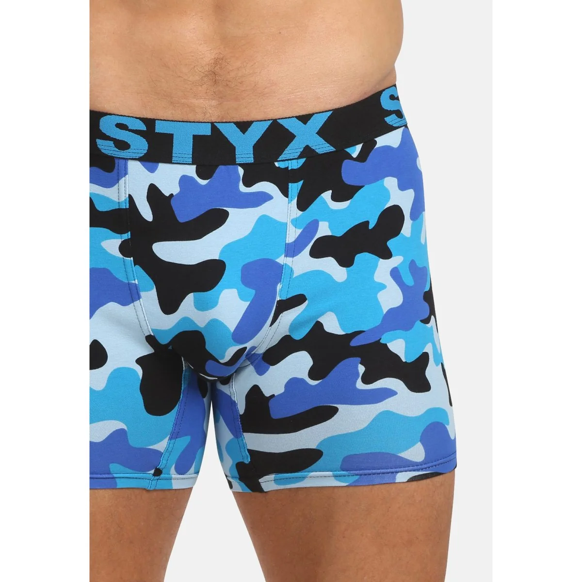 Styx Pánské boxerky long art sportovní guma maskáč modrý (UN1850) L