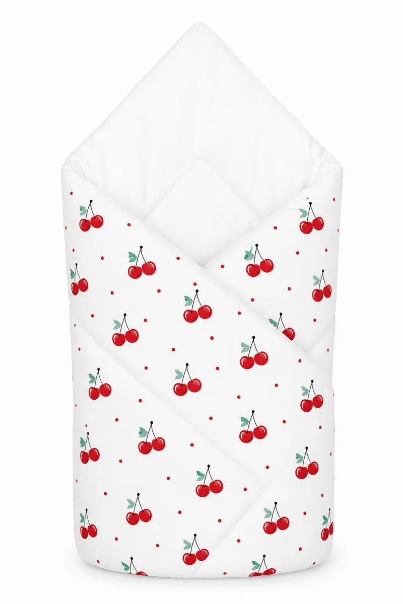 Baby Nellys Kojenecká zavinovačka Klasik - Cherries, bílá s třešničkami