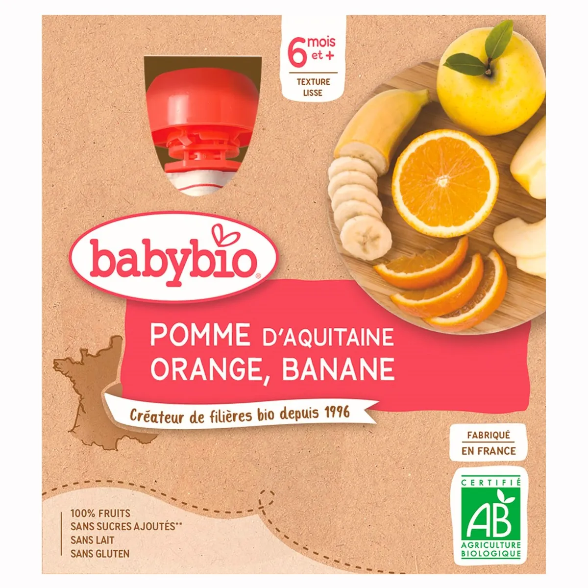 Babybio Jablko, pomeranč a banán kapsičky 4x90 g
