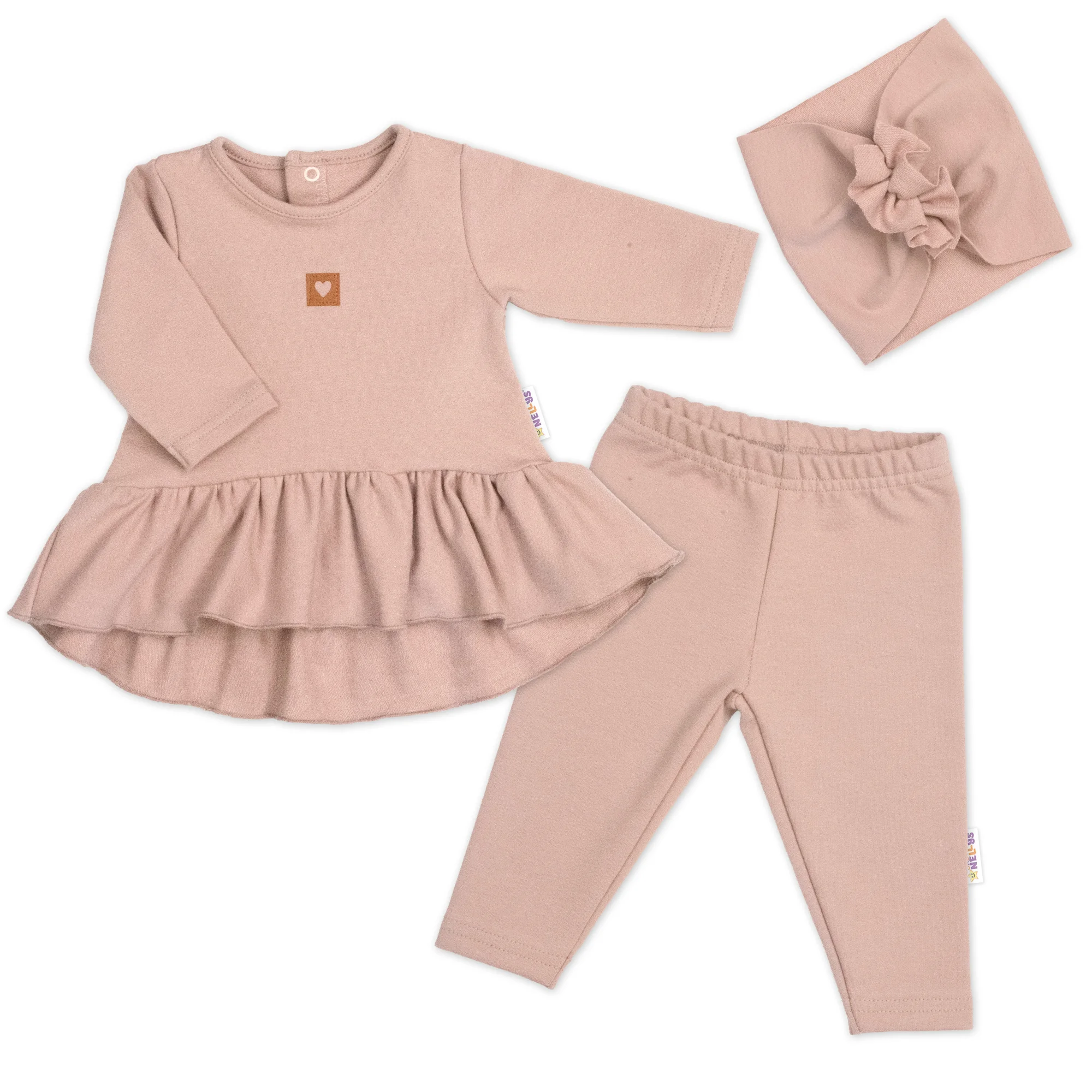 Baby Nellys Luxusní bavlněná sada, 3D, NATURE - pudrově růžová, vel. 68