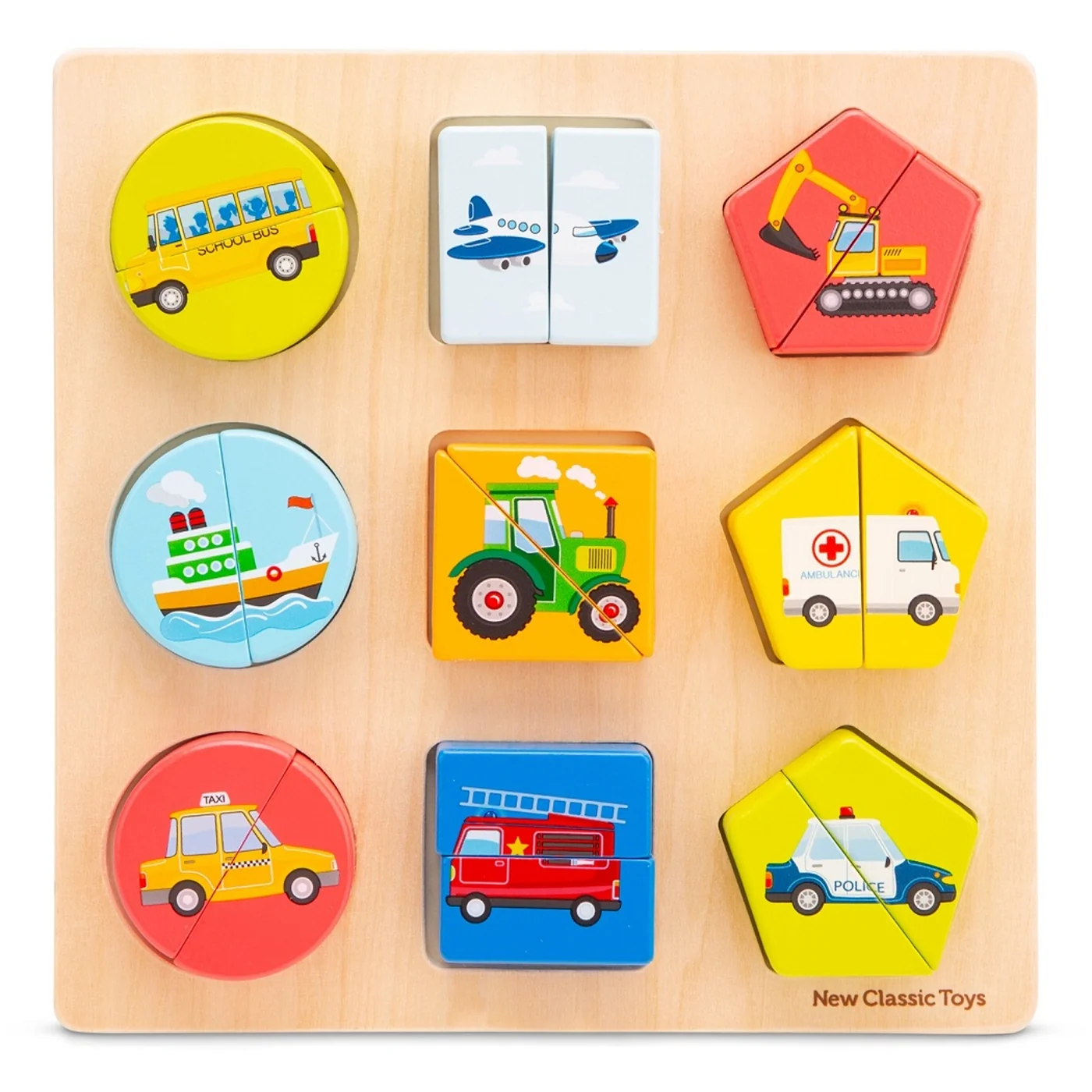 New Classic Toys Dřevěné vkládací puzzle - dopravní prostředky