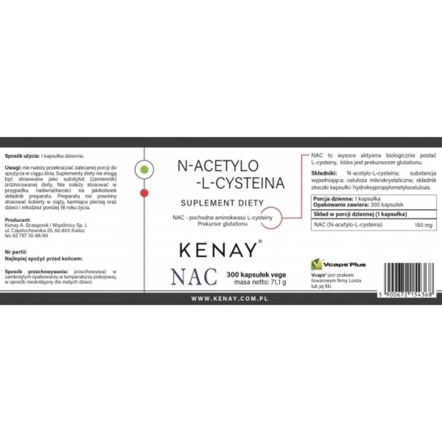 Kenay NAC N-acetyl L-cystein 150 mg 300 kapslí