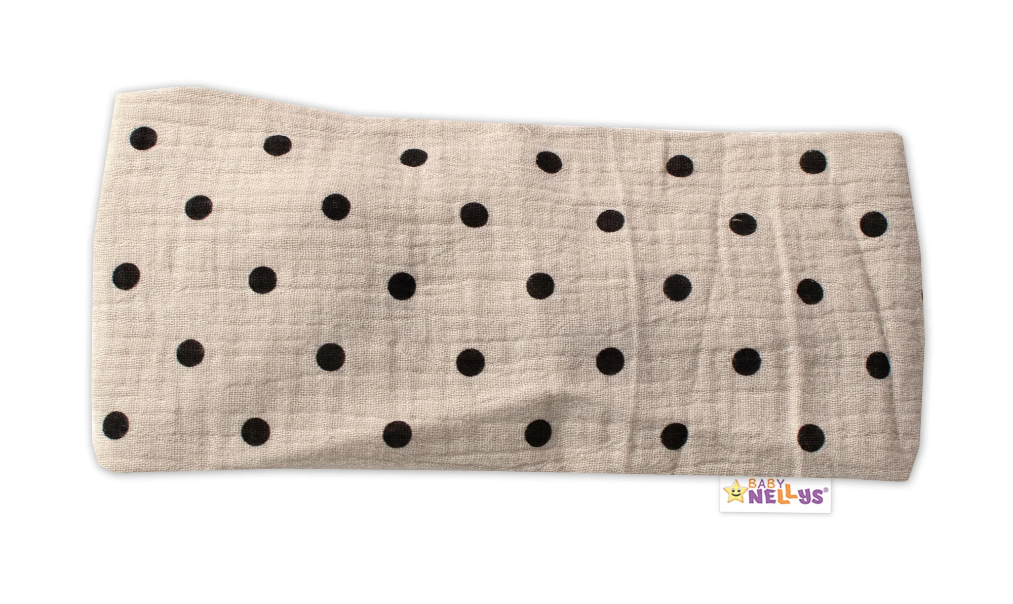 Baby Nellys Letní čelenka, bandana, mušelín, Puntík, cappuccino vel.  104/110