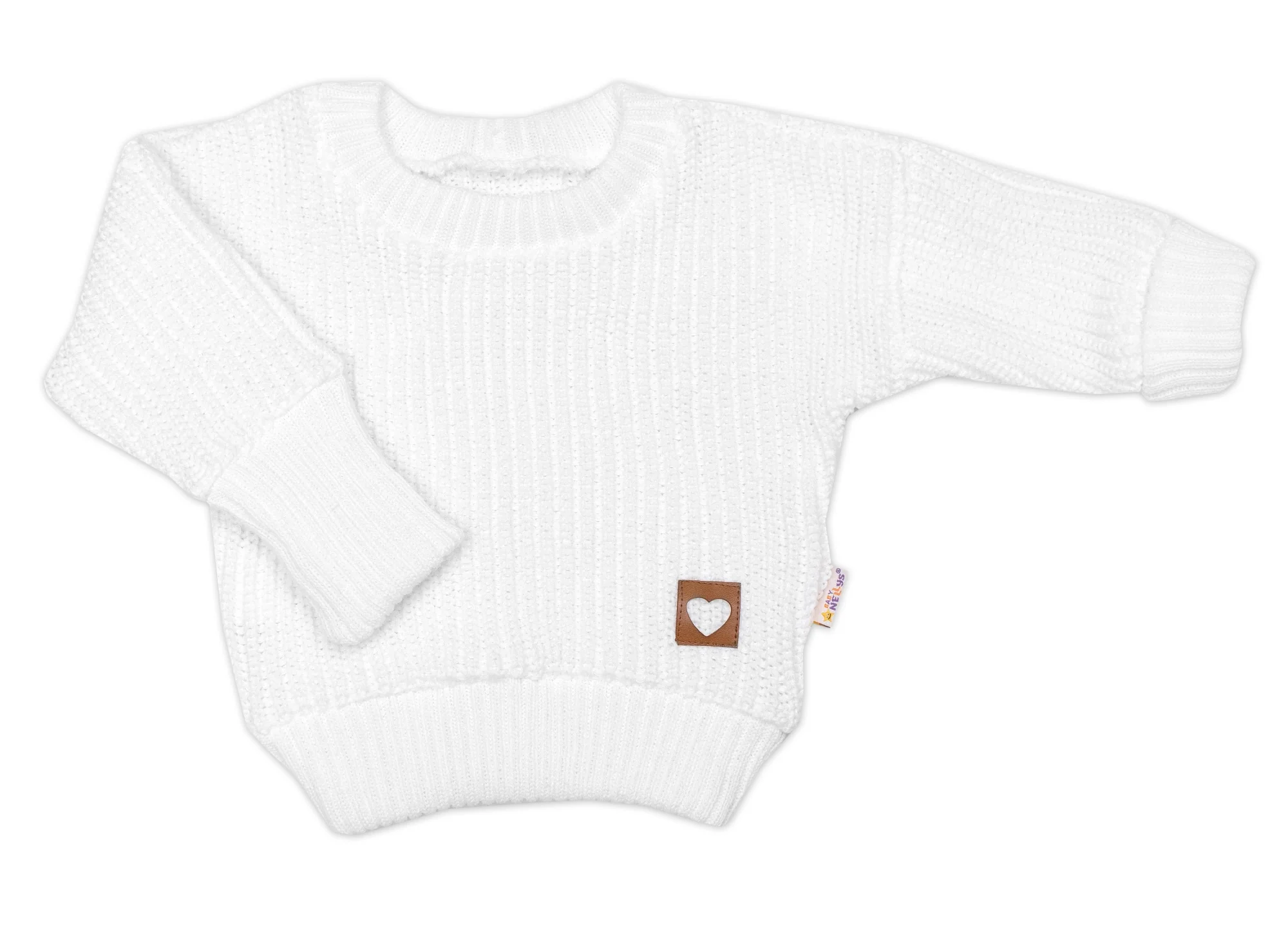 Baby Nellys Rostoucí oversize pletený svetřík pro miminko, bílé