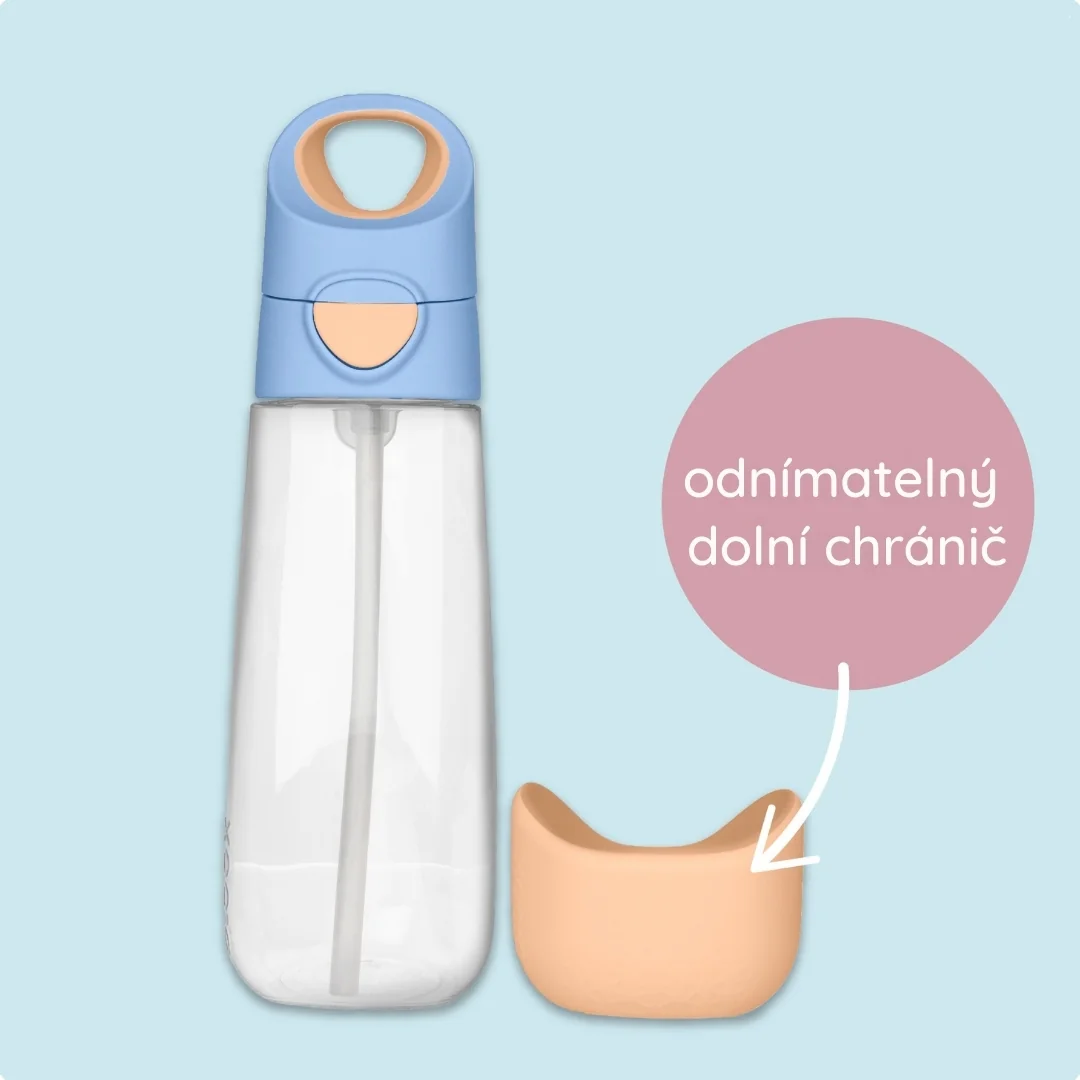 B.BOX Lahev na pití s brčkem 600 ml - broskvová