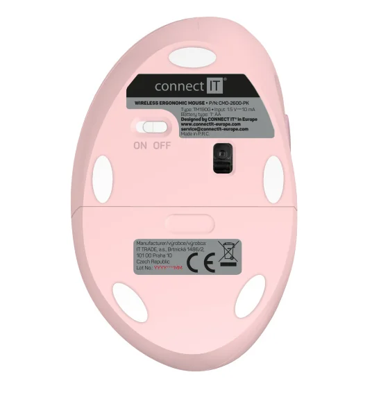 Connect IT For Health Ladies CMO-2600-PK ergonomická vertikální myš růžová