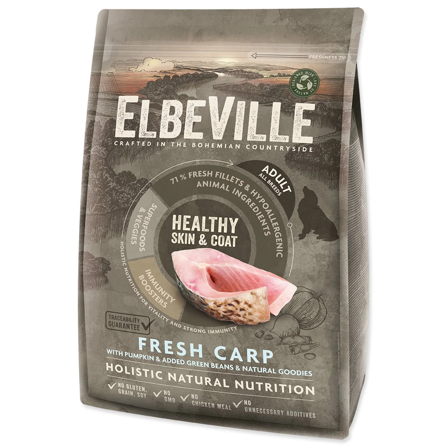 Elbeville Krmivo Adult All Breeds Healthy Skin and Coat Fresh Carp 4kg