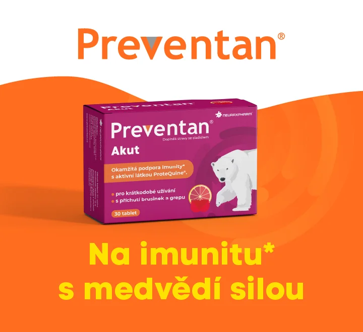 Preventan Akut s příchutí brusinek a grepu 30 tablet. Na imunitu s medvědí silou.