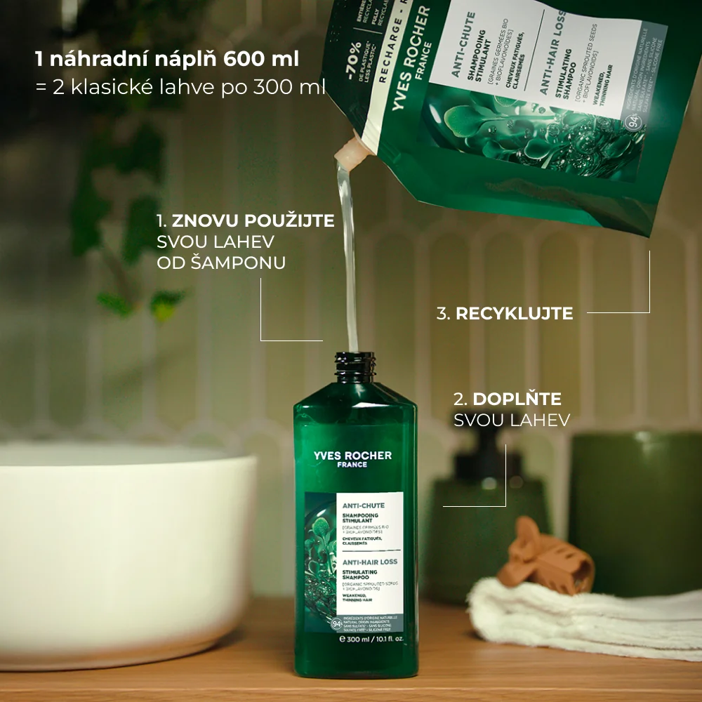 Yves Rocher Haircare Botanical Solutions Šampon na podporu růstu vlasů náplň 600 ml