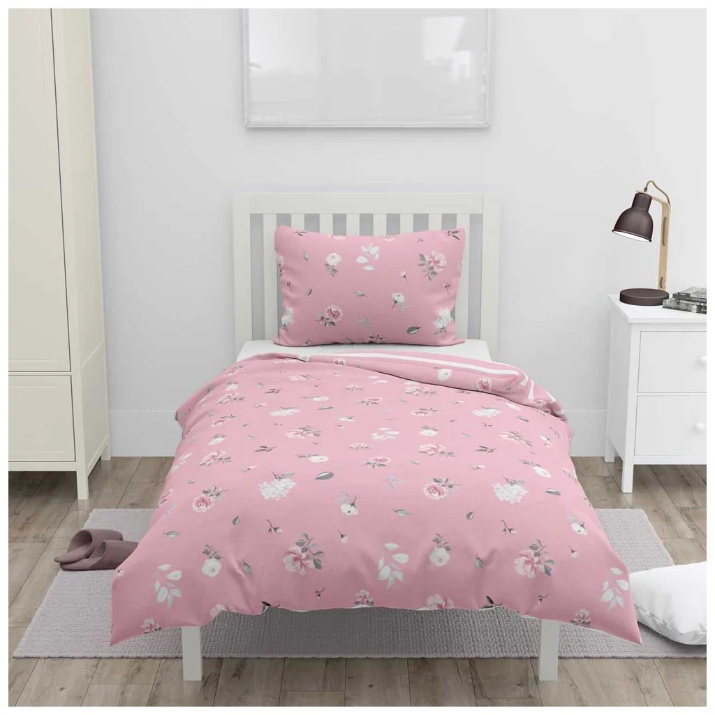 HOME ELEMENTS Povlečení bavlněné Květy a proužek