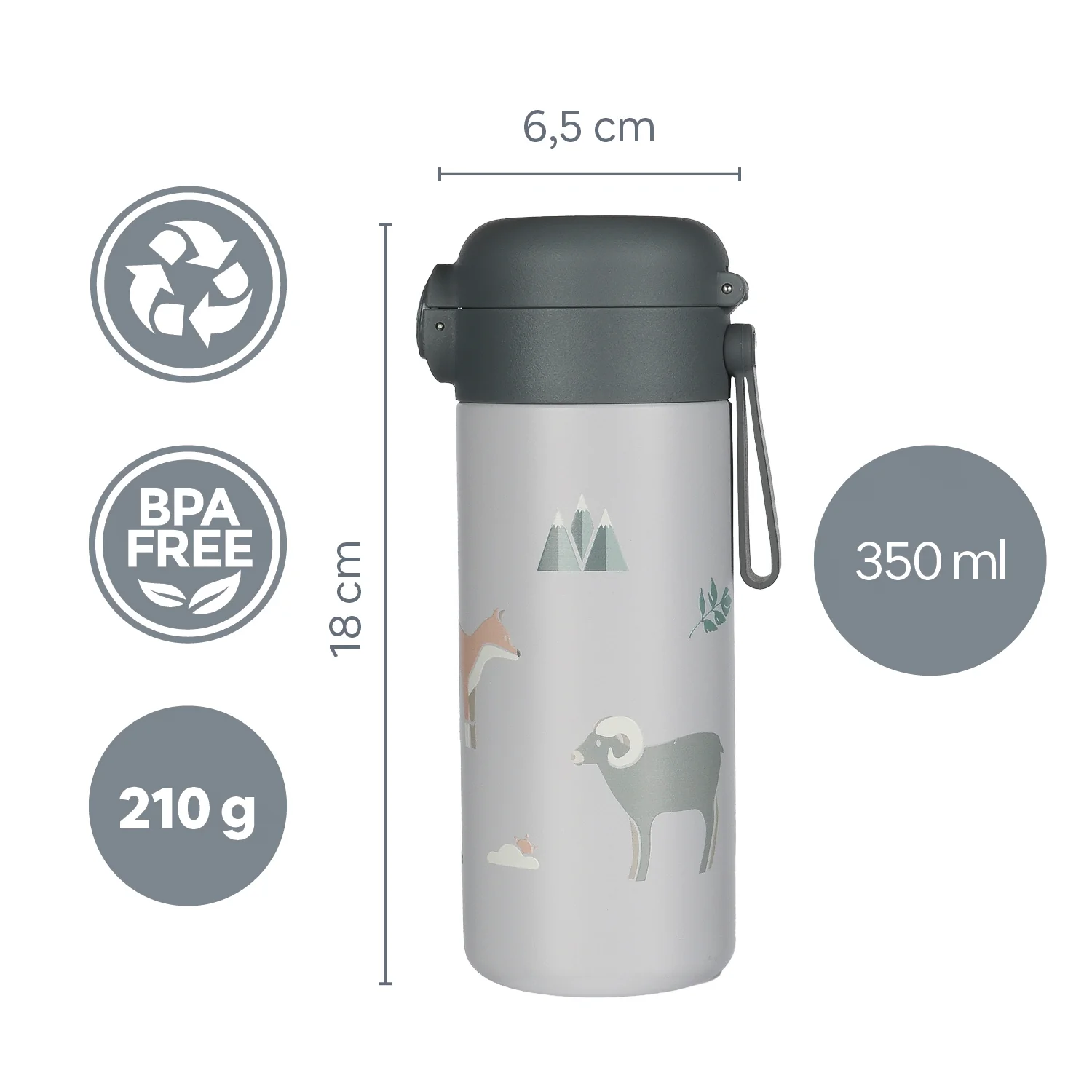 Zopa Termoska na tekutiny s brčkem a silikonovým držákem 350 ml, Mountains 1