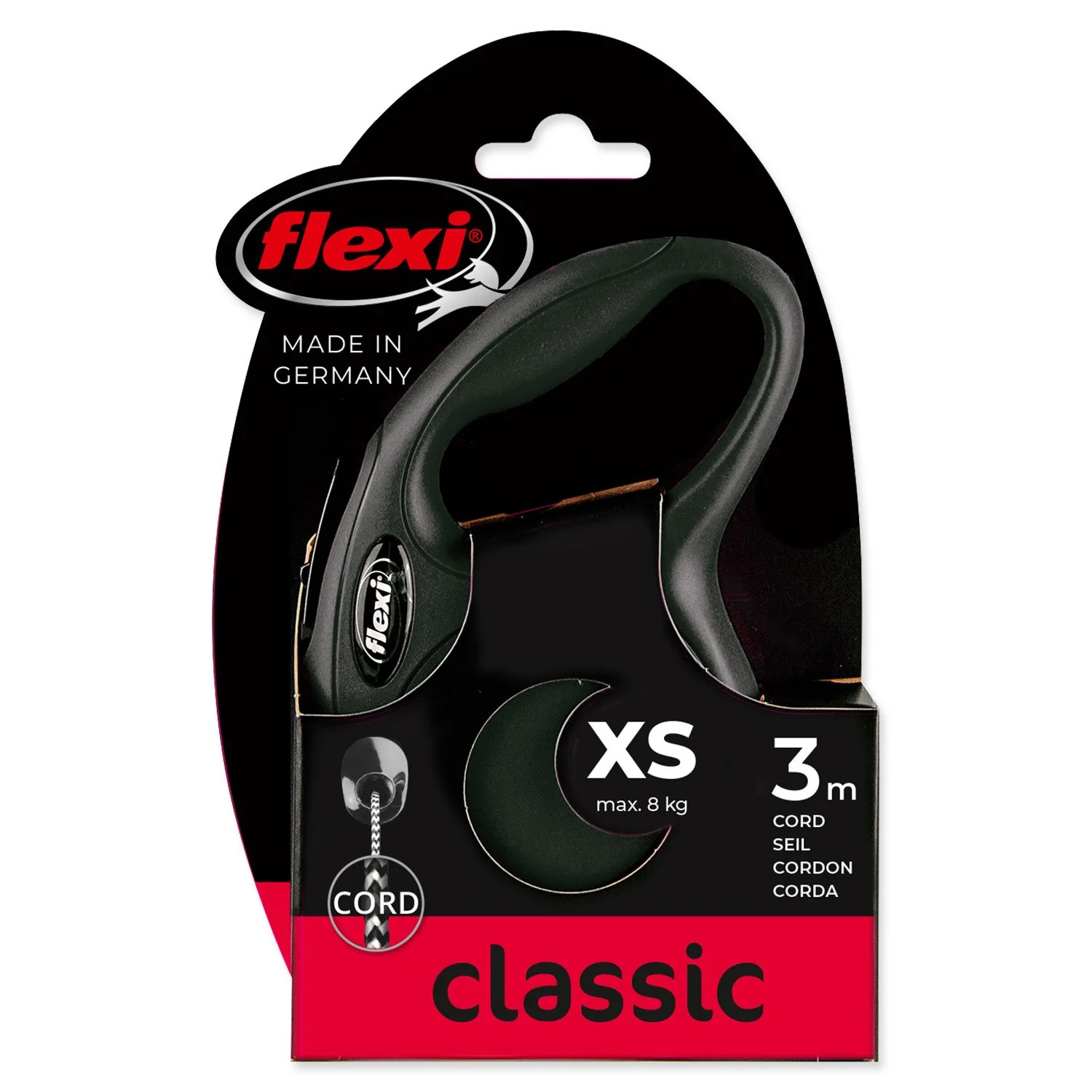 Flexi Vodítko Classic New lanko XS černé 3m