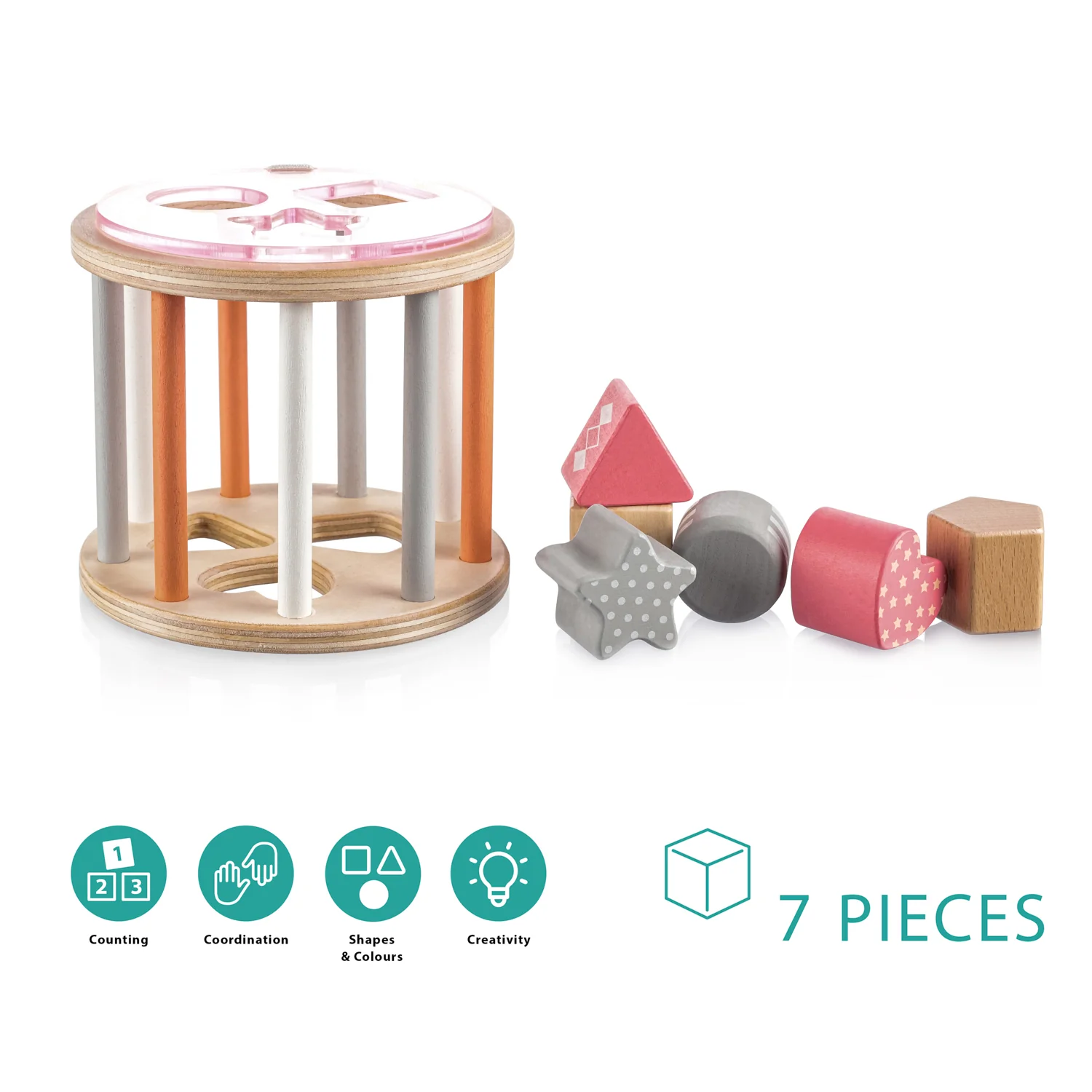 Zopa Dřevěná aktivity vkládačka, Pink 2