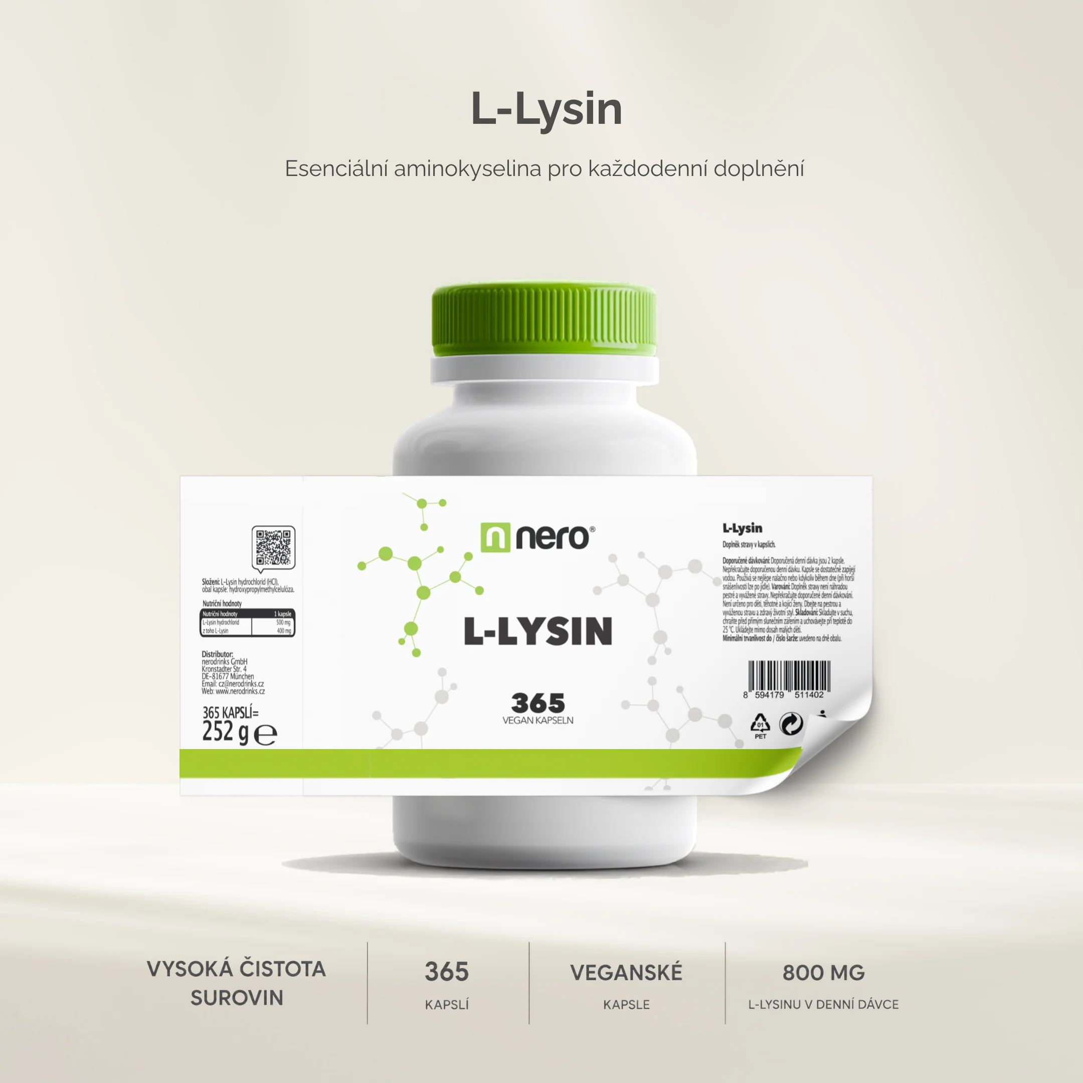 NERO L-Lysin 1000 mg 365 kapslí