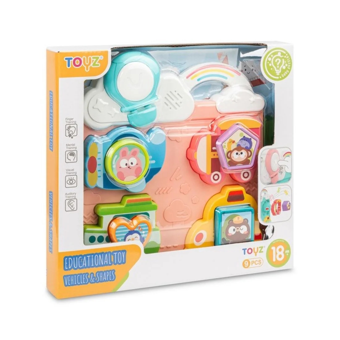 Toyz Vzdělávací skládačka dopravní prostředky a tvary, růžová