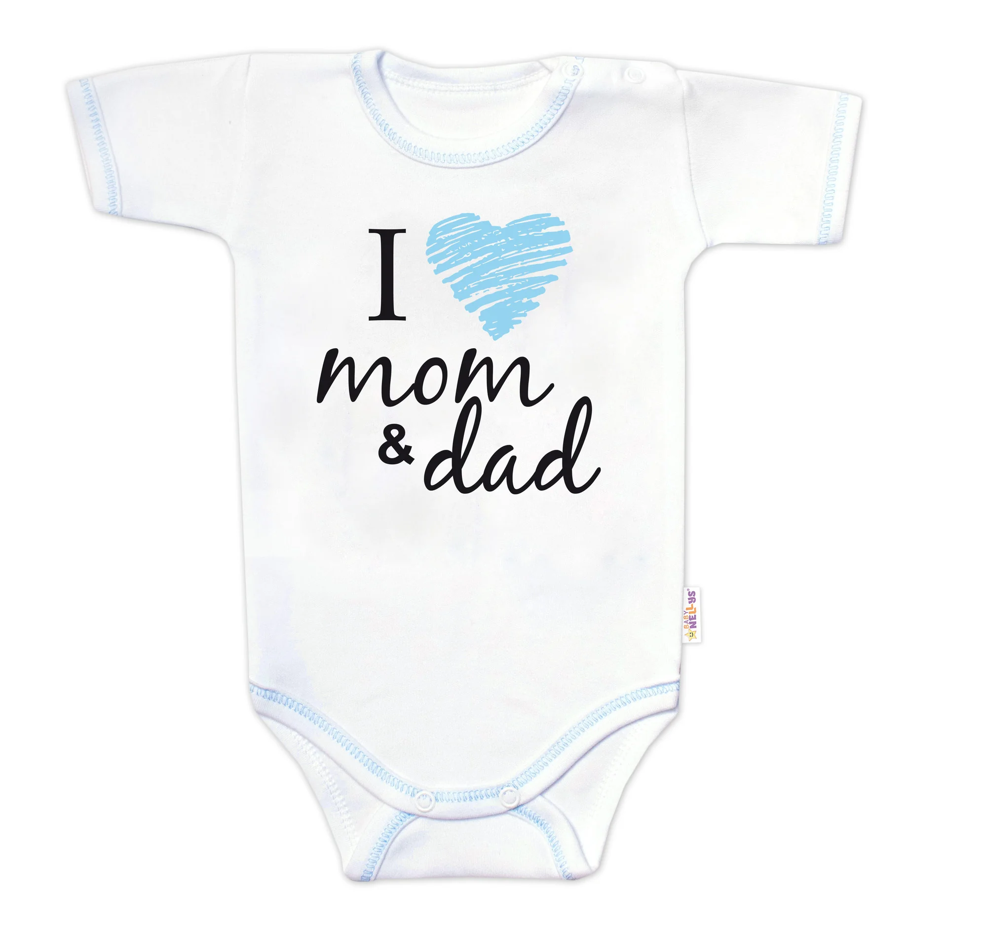 Baby Nellys Body krátký rukáv  I love mom & dad, kluk vel.  86
