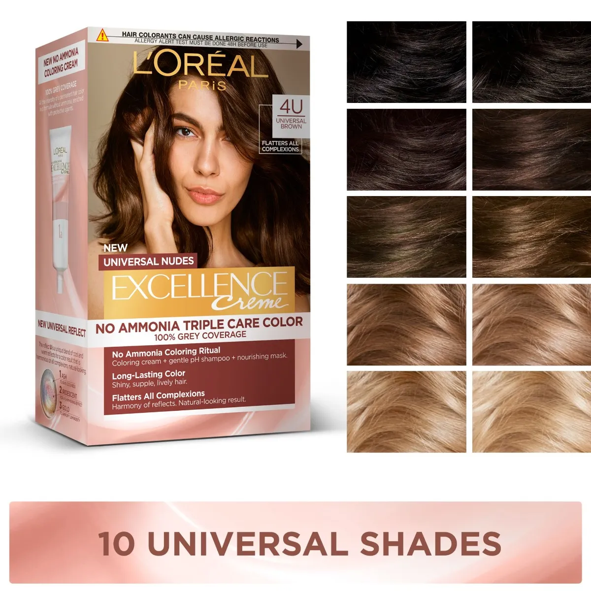 Loréal Paris Excellence Creme Universal Nudes odstín 5U světlá hnědá barva na vlasy