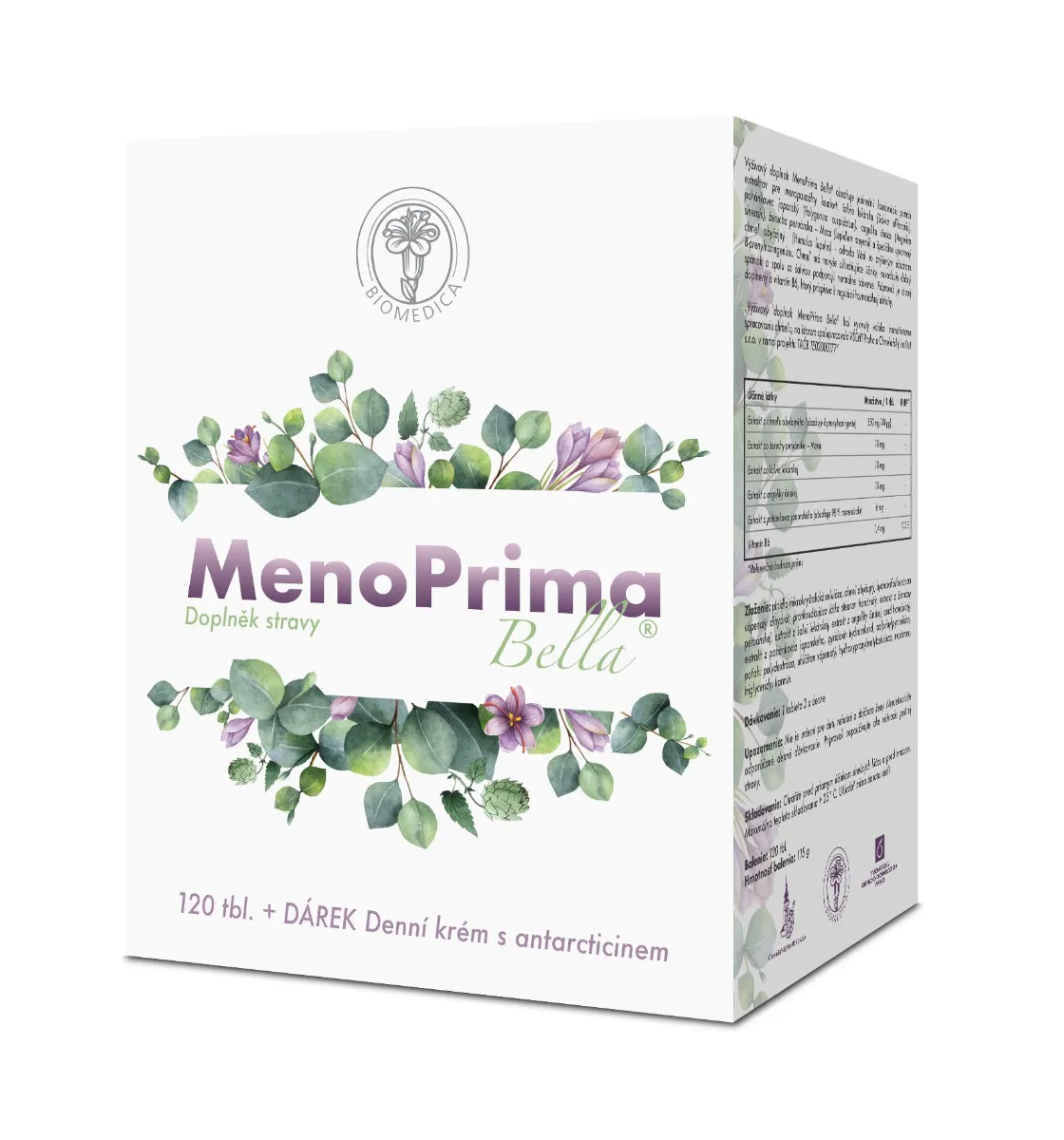 Biomedica MenoPrima Bella 120 tablet + dárek Krém s antarcticinem 75 ml