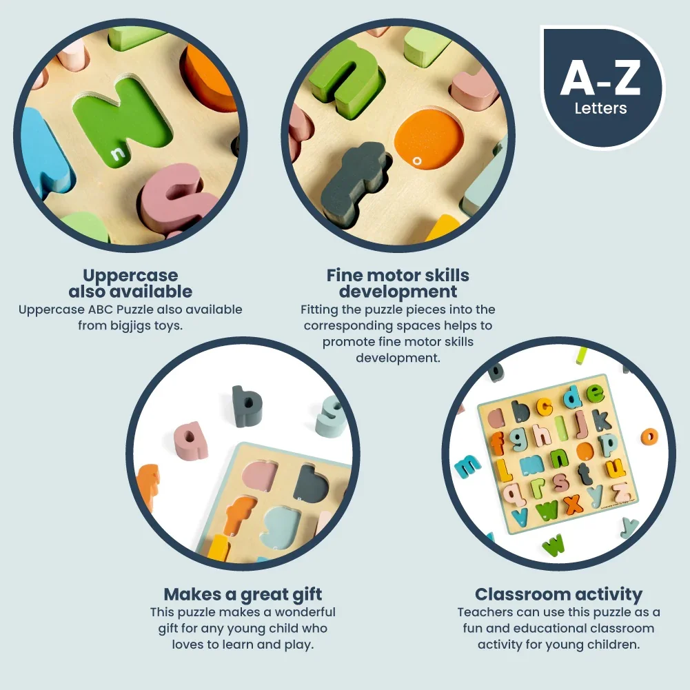 Bigjigs Toys Dřevěné puzzle malá písmena - abc