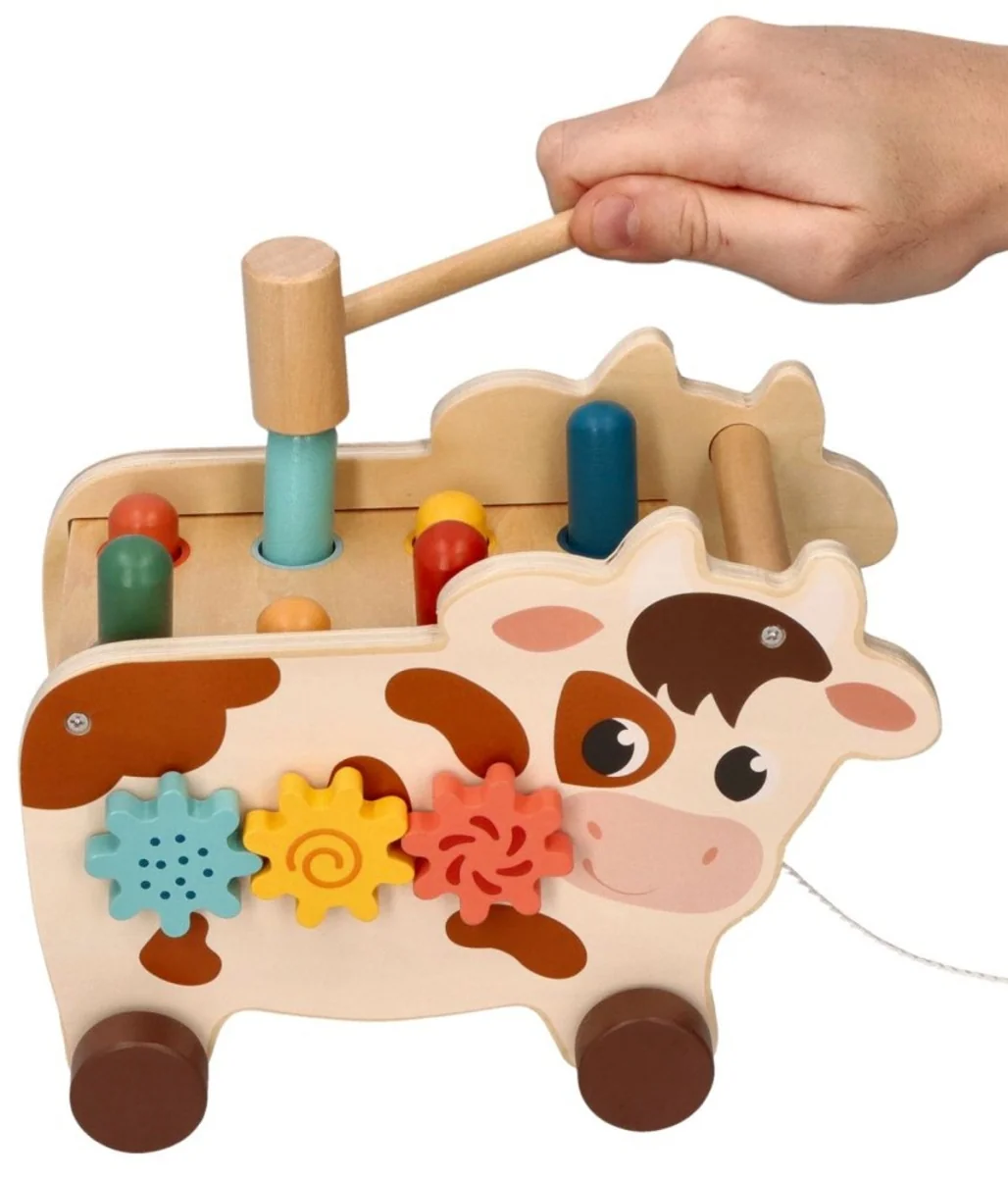 Adam Toys Montessori hračka - aktivní edukační dřevěná,Kravička