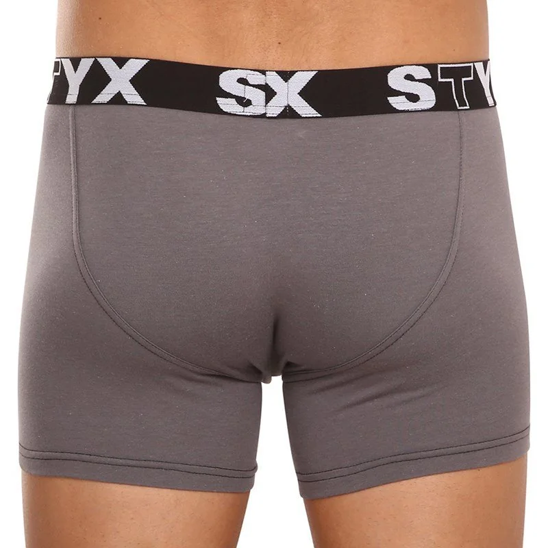 Styx 3PACK pánské boxerky long sportovní guma tmavě šedé (3U1063) L