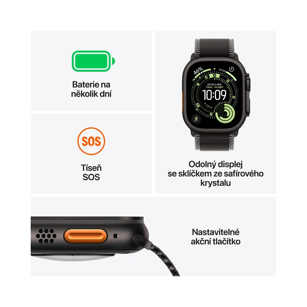 Apple Watch Ultra3 49 mm alpský řemínek S chytré hodinky