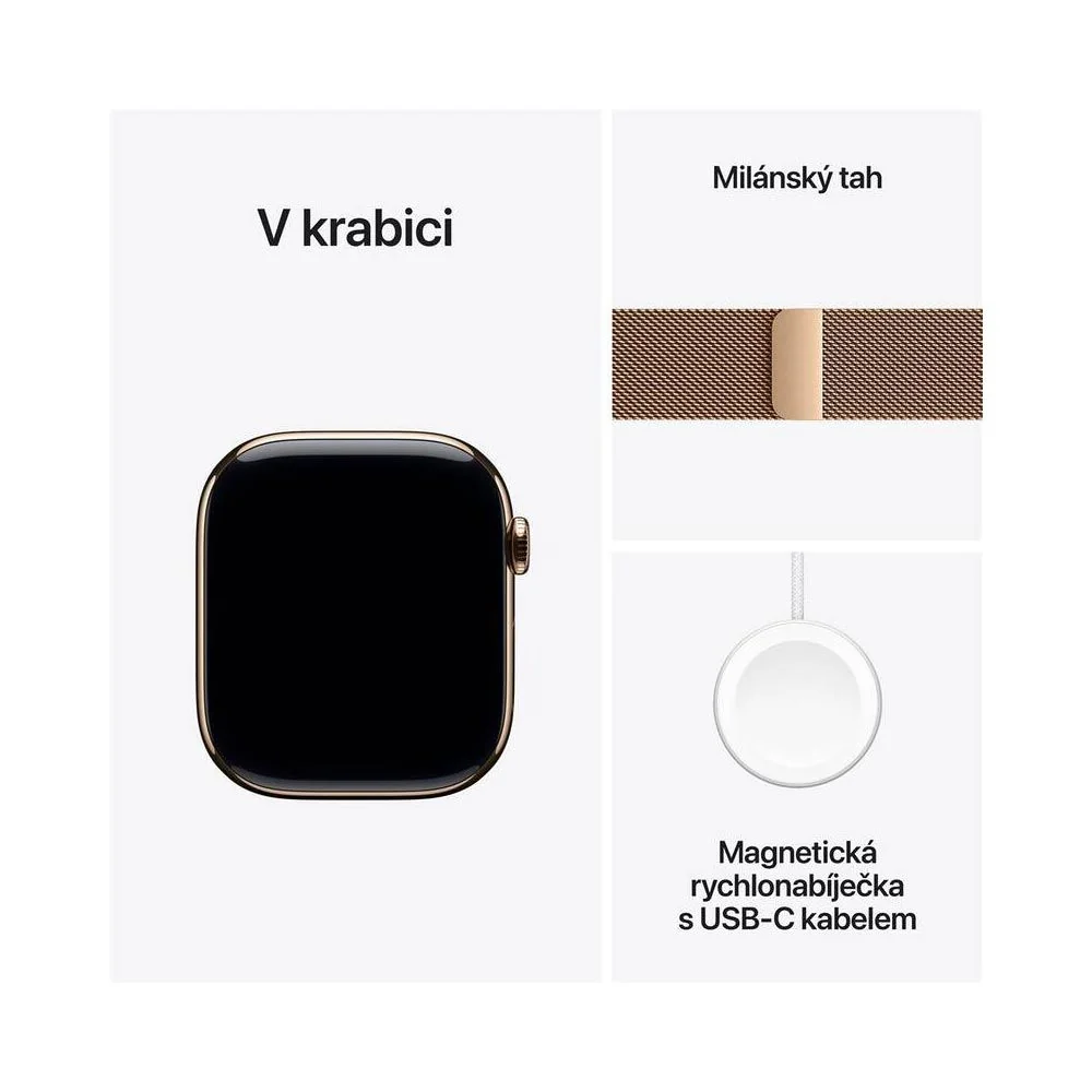 Apple Watch S10 Cellular 46 mm Milanese loop chytré hodinky gold/tit